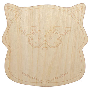 Unamused and Unhappy Cat Loaf Unfinished Wood Shape Piece Cutout for DIY Craft Projects