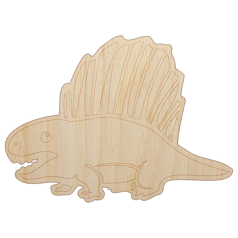 Wary Dimetrodon Dinosaur with Dorsal Sail Fin Unfinished Wood Shape Piece Cutout for DIY Craft Projects