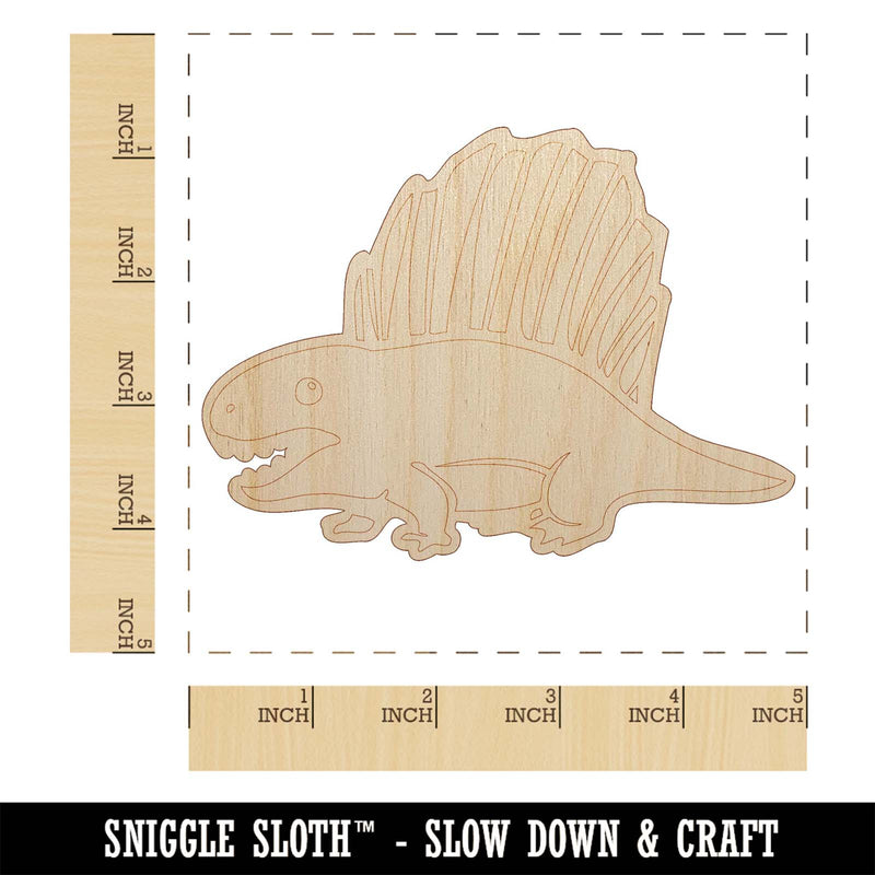 Wary Dimetrodon Dinosaur with Dorsal Sail Fin Unfinished Wood Shape Piece Cutout for DIY Craft Projects