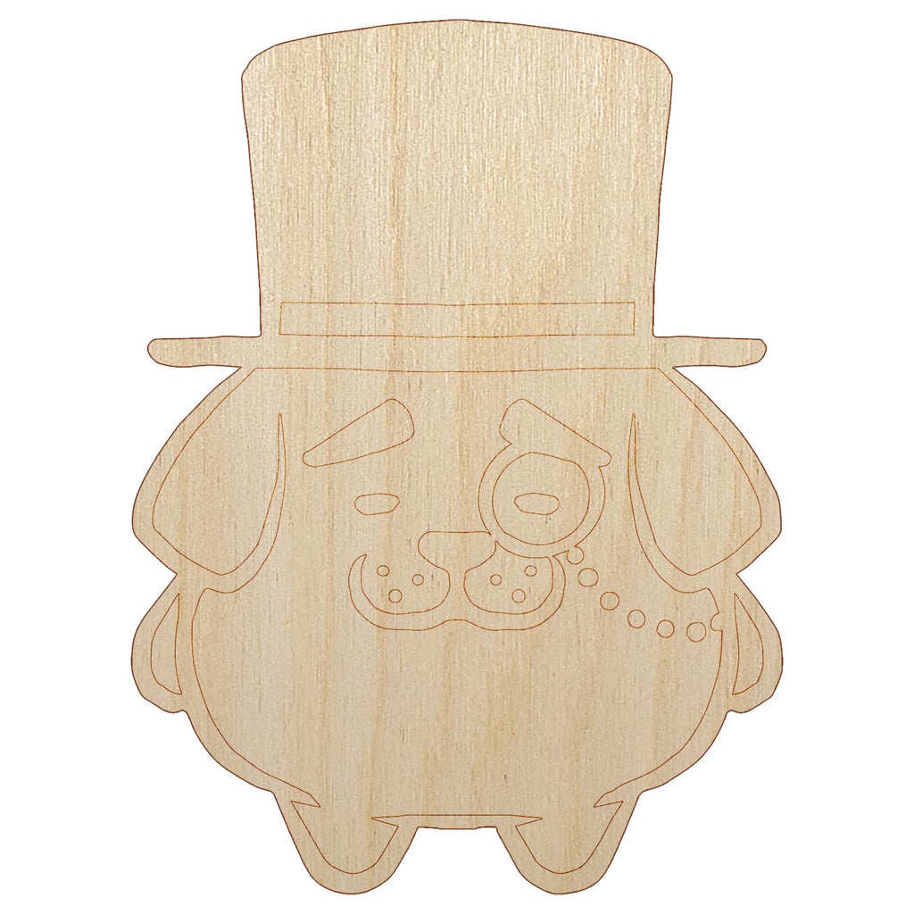 Weird Fancy Gentleman Dog Pup Top Hat Monocle Unfinished Wood Shape Piece Cutout for DIY Craft Projects