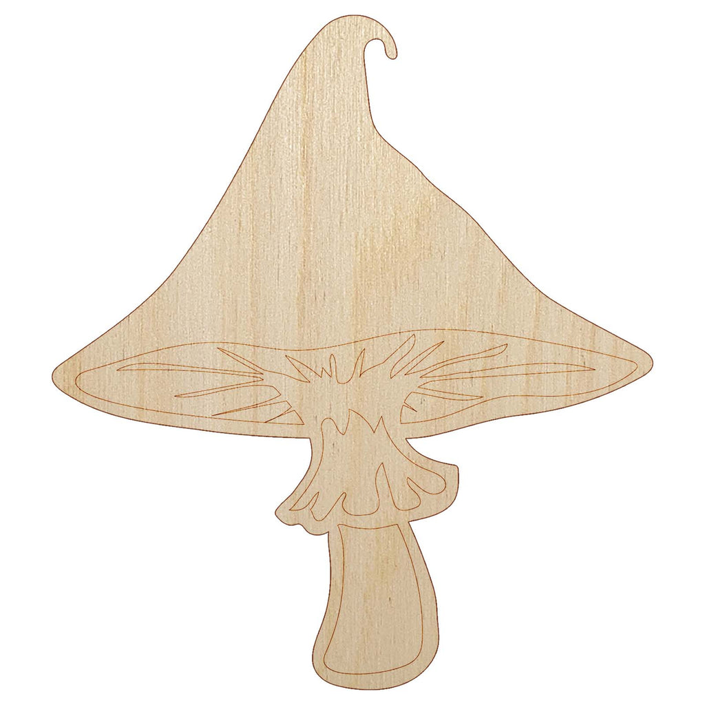 Whimsical Magical Wizard Cap Mushroom Fungi Unfinished Wood Shape Piece Cutout for DIY Craft Projects