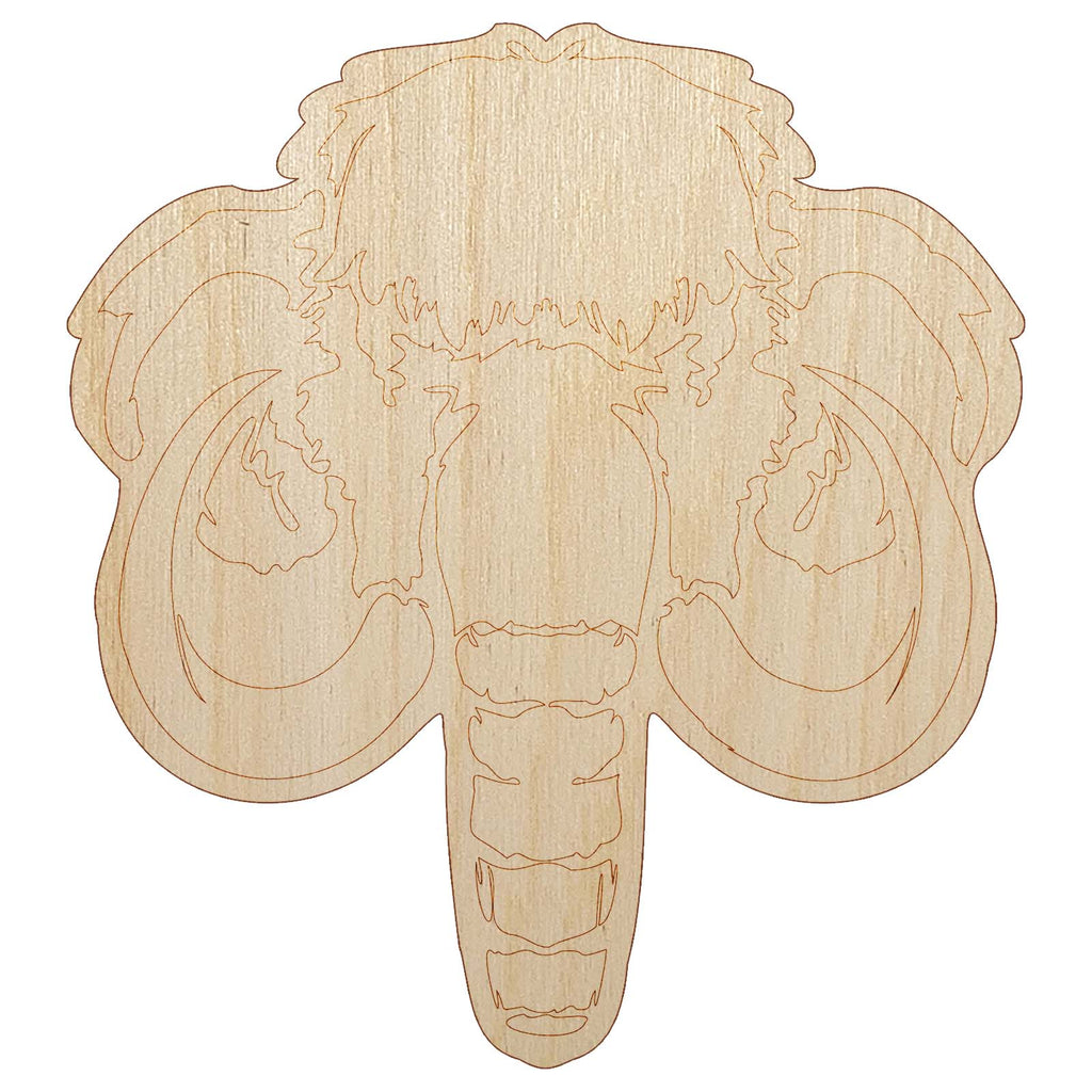 Wooly Mammoth Head Unfinished Wood Shape Piece Cutout for DIY Craft Projects