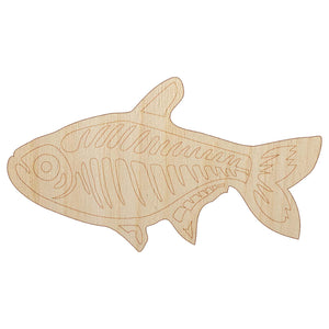 X-Ray Tetra Skeleton Fish Unfinished Wood Shape Piece Cutout for DIY Craft Projects