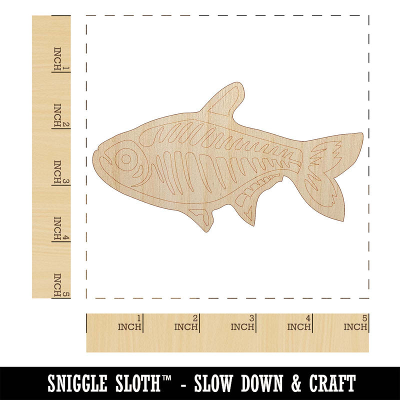 X-Ray Tetra Skeleton Fish Unfinished Wood Shape Piece Cutout for DIY Craft Projects