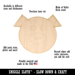 Fun Chibi Wild Boar Pig Swine Unfinished Wood Shape Piece Cutout for DIY Craft Projects