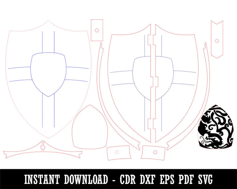 Warrior Fighter Fantasy Shield CDR DXF EPS PDF SVG Digital Download Laser Design Template File