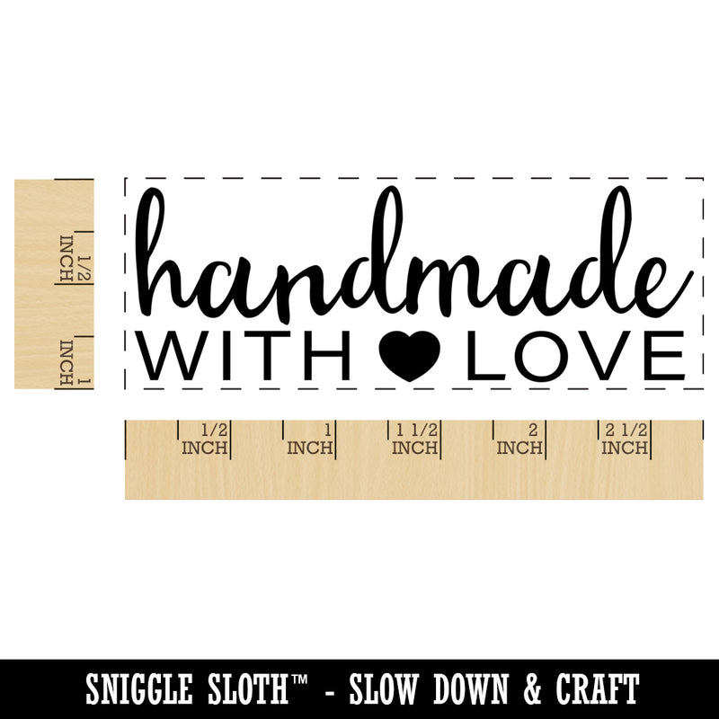 Handmade with Love Heart Detail Self-Inking Rubber Stamp Ink Stamper for Business Office
