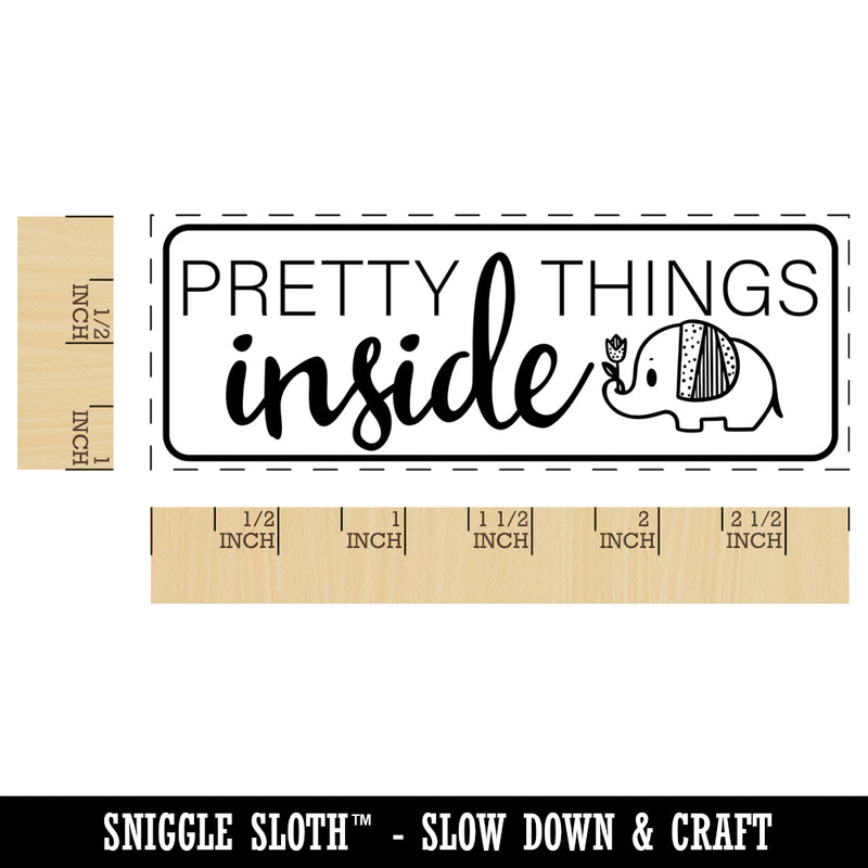 Pretty Things Inside Elephant Package Self-Inking Rubber Stamp Ink Stamper for Business Office