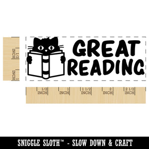 Great Reading Cat with Book Teacher Student School Self-Inking Rubber Stamp Ink Stamper