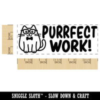 Purrfect Work Teacher Student School Self-Inking Rubber Stamp Ink Stamper