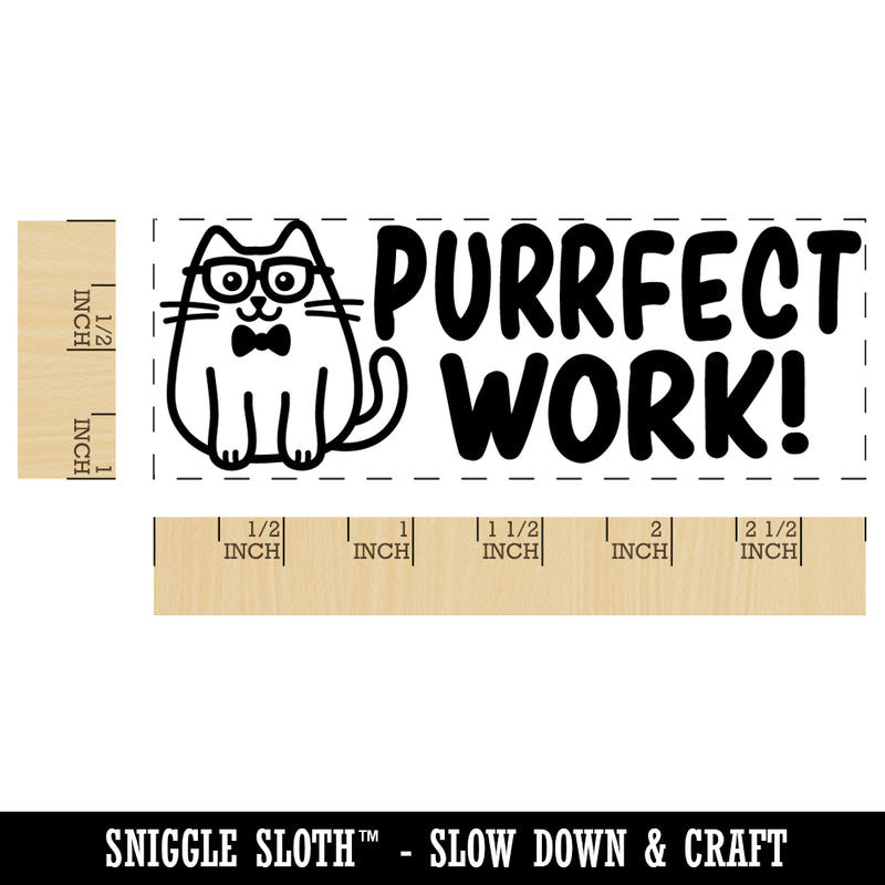 Purrfect Work Teacher Student School Self-Inking Rubber Stamp Ink Stamper