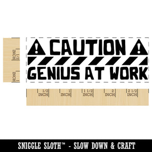 Caution Genius at Work Teacher Student School Self-Inking Rubber Stamp Ink Stamper