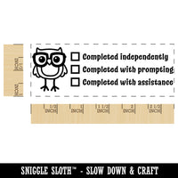 Completed With Checklist Owl Teacher Student School Self-Inking Rubber Stamp Ink Stamper
