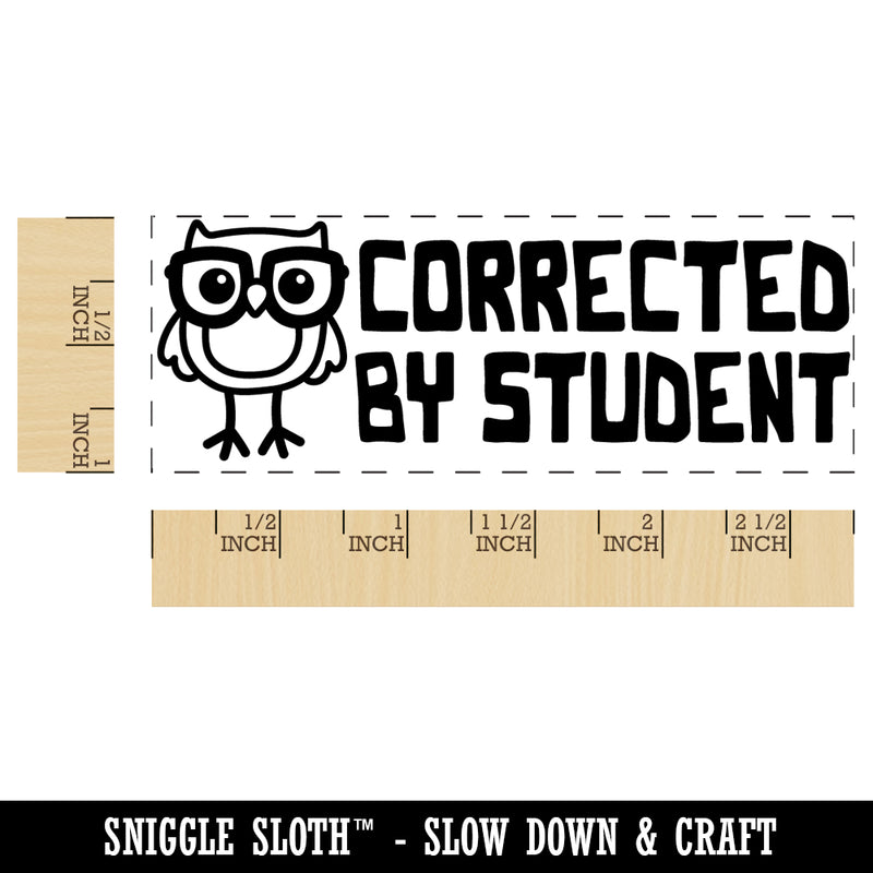 Corrected By Student Nerdy Owl Teacher Student School Self-Inking Rubber Stamp Ink Stamper