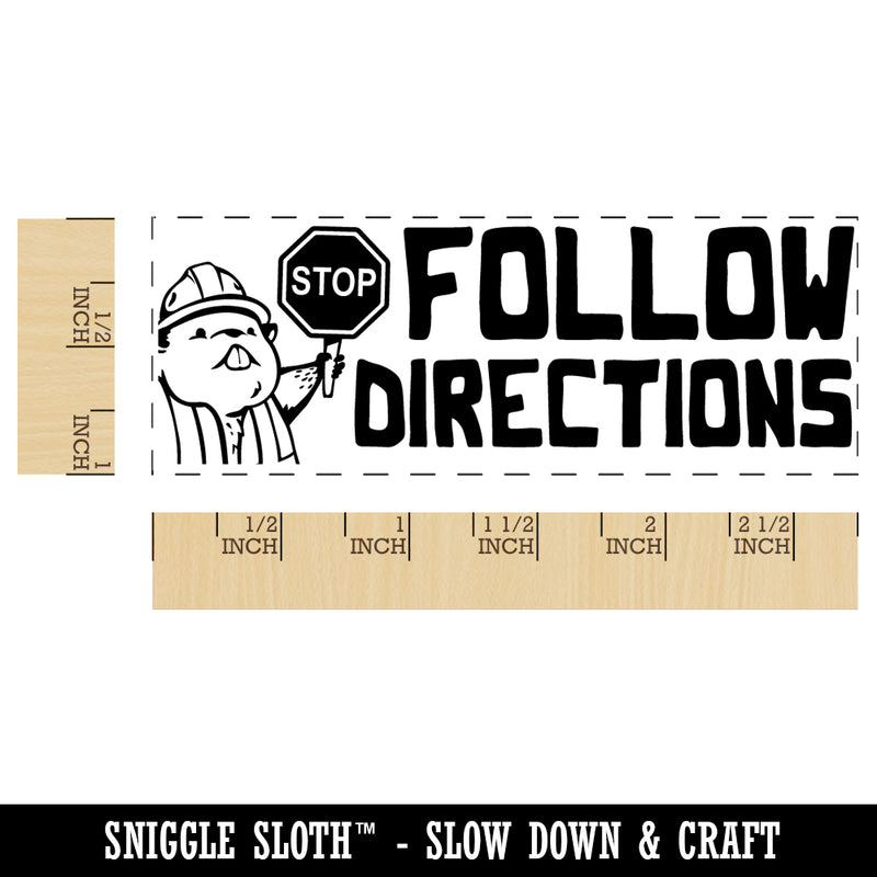 Follow Directions Stop Sign Teacher Student School Self-Inking Rubber Stamp Ink Stamper