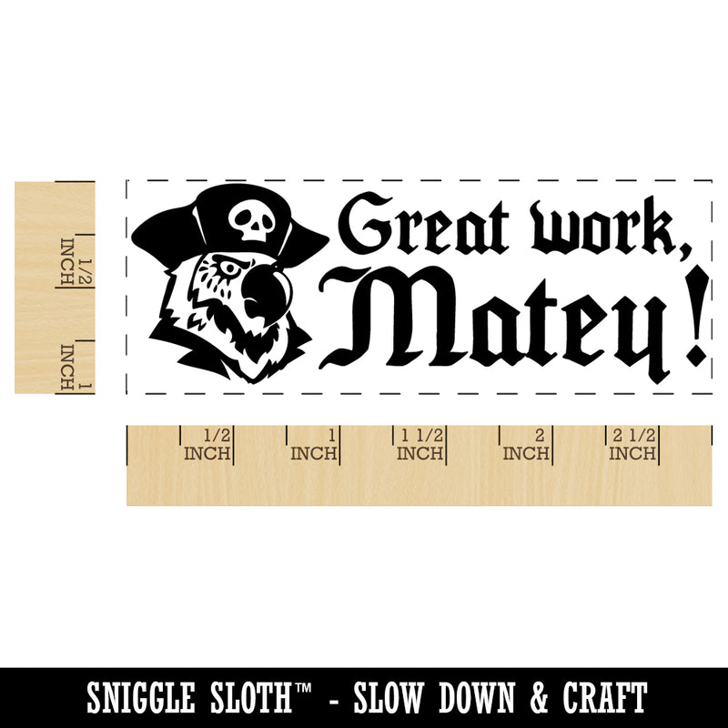 Great Work Matey Pirate Parrot Teacher Student School Self-Inking Rubber Stamp Ink Stamper