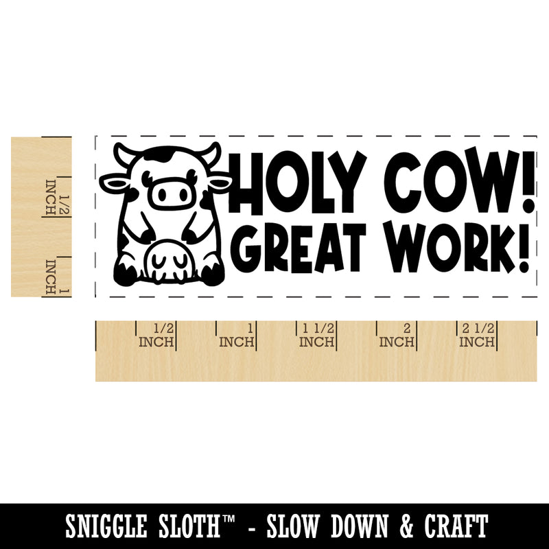 Holy Cow Great Work Teacher Student School Self-Inking Rubber Stamp Ink Stamper