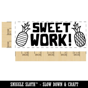 Sweet Work Pineapples Teacher Student School Self-Inking Rubber Stamp Ink Stamper