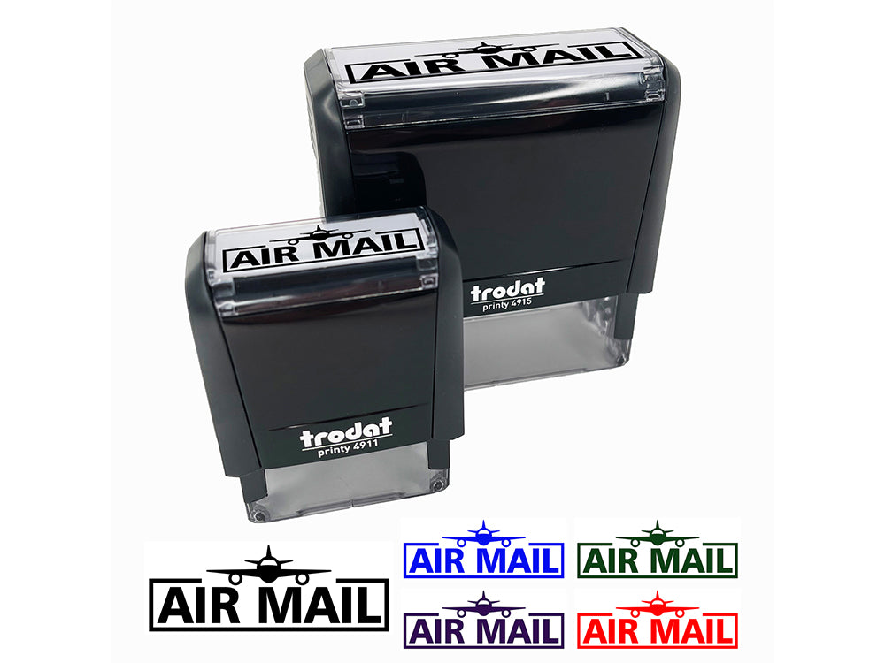 Air Mail with Airplane Self-Inking Rubber Stamp Ink Stamper for Business Office