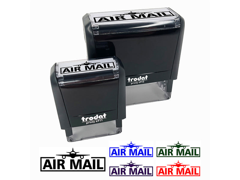 Air Mail with Airplane Self-Inking Rubber Stamp Ink Stamper for Business Office