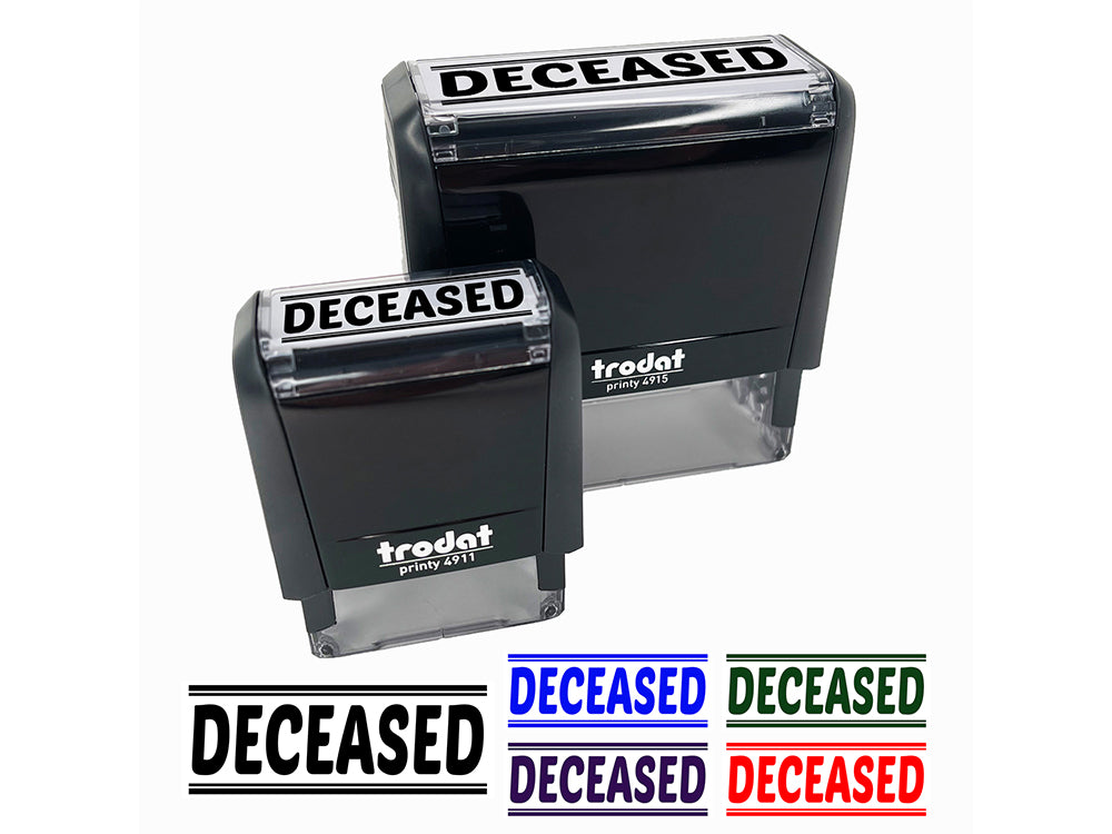 Deceased Border Top Bottom Self-Inking Rubber Stamp Ink Stamper for Business Office