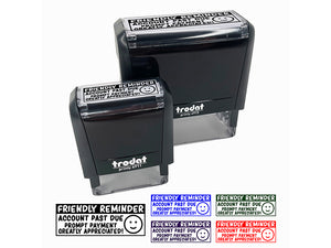 Friendly Reminder Account Past Due Happy Face Self-Inking Rubber Stamp Ink Stamper for Business Office