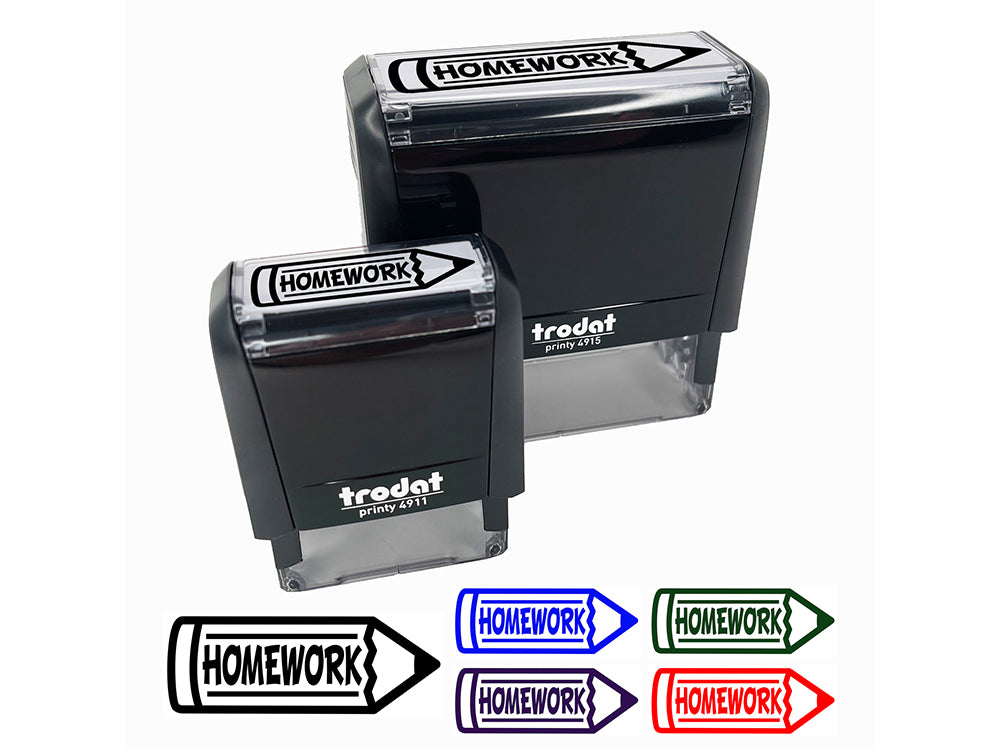 Homework Pencil School Teacher Self-Inking Rubber Stamp Ink Stamper for Business Office