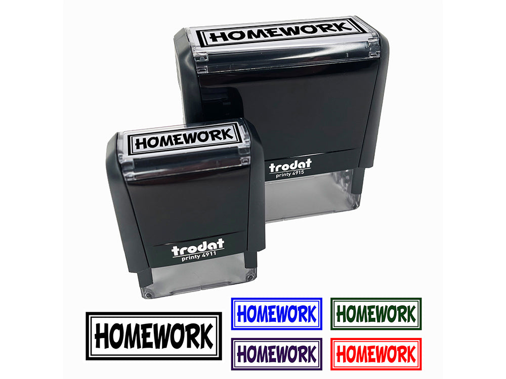 Homework School Teacher with Border Self-Inking Rubber Stamp Ink Stamper for Business Office
