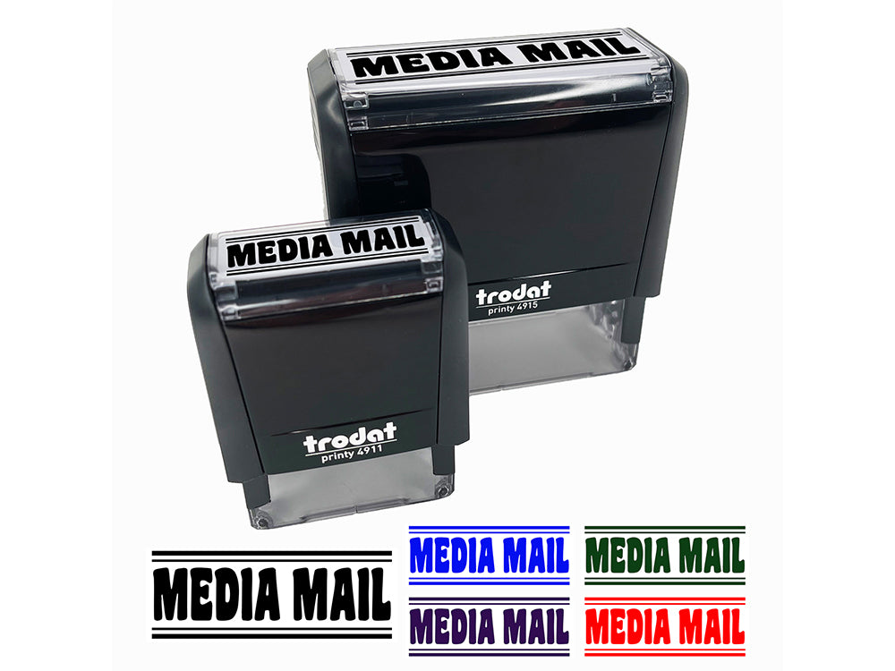 Media Mail Border Top Bottom Self-Inking Rubber Stamp Ink Stamper for Business Office