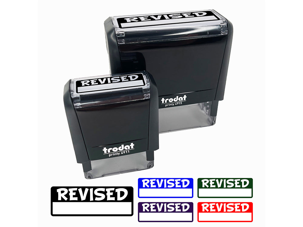 Revised with Blank Self-Inking Rubber Stamp Ink Stamper for Business Office