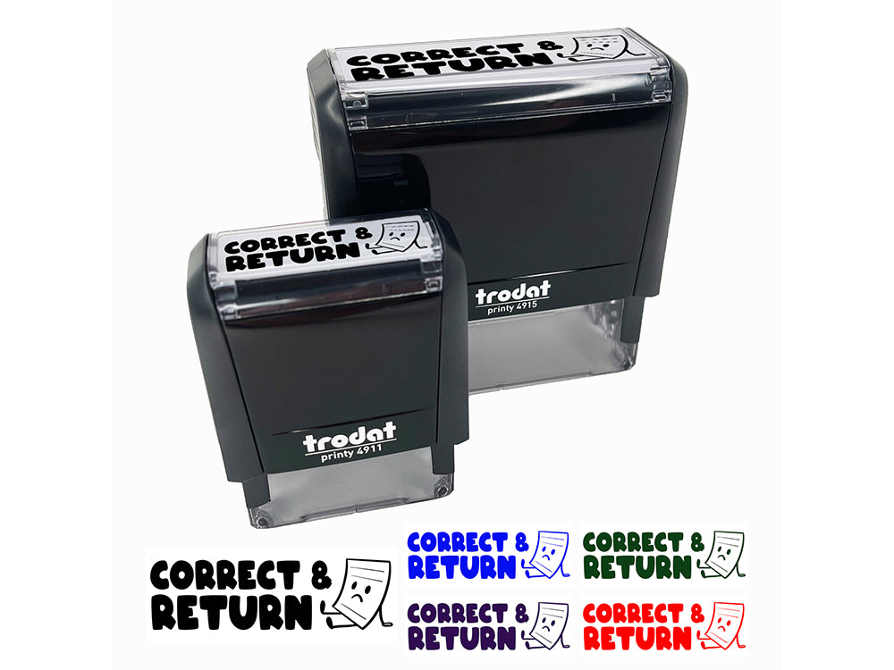 Correct and Return School Teacher Self-Inking Rubber Stamp Ink Stamper for Business Office