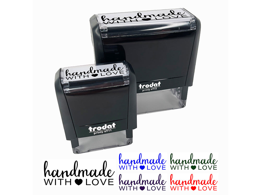 Handmade with Love Heart Detail Self-Inking Rubber Stamp Ink Stamper for Business Office