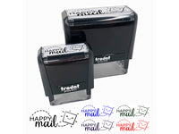 Happy Mail Smiling Package Letter Self-Inking Rubber Stamp Ink Stamper for Business Office