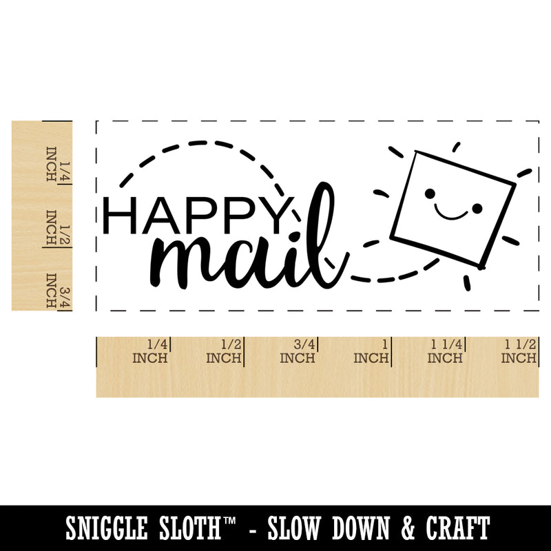 Happy Mail Smiling Package Letter Self-Inking Rubber Stamp Ink Stamper for Business Office