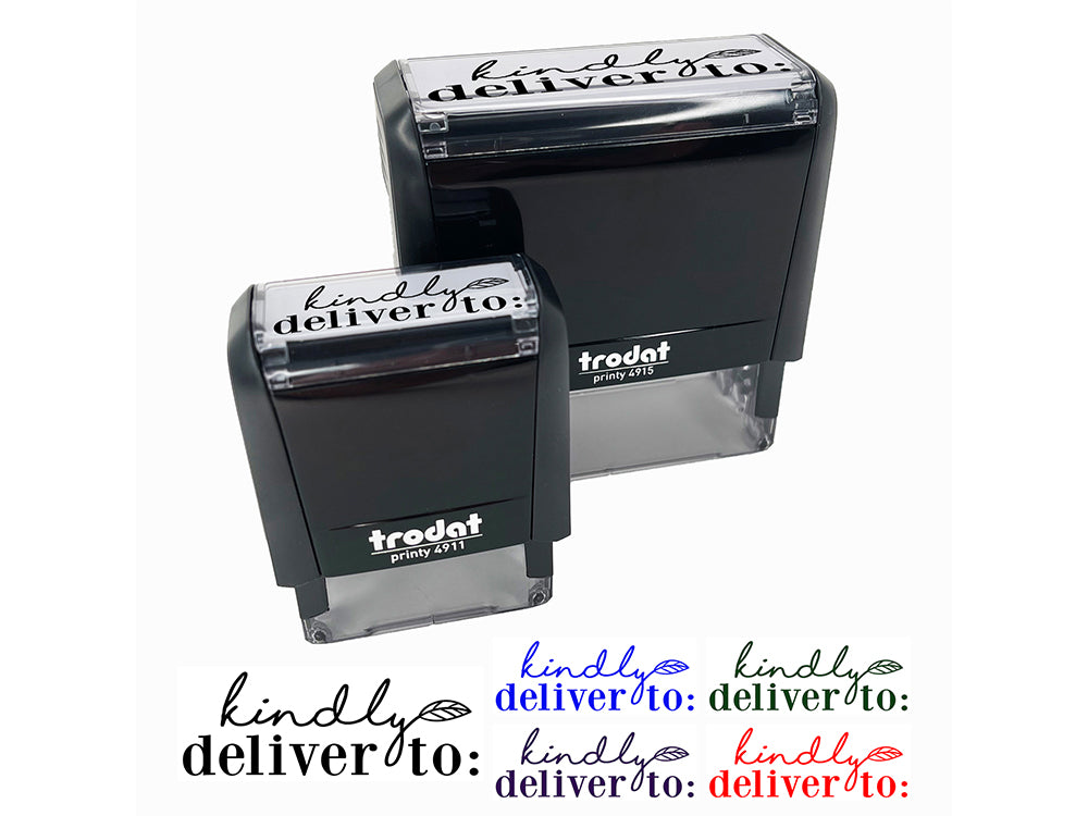 Kindly Deliver To Leaf Detail Letter Mail Self-Inking Rubber Stamp Ink Stamper for Business Office