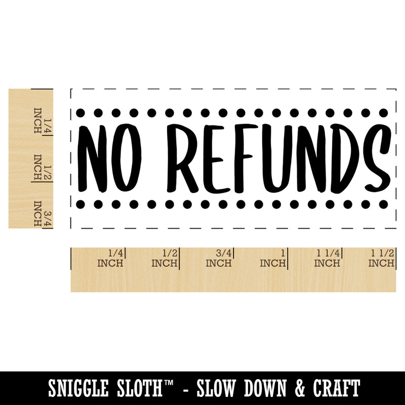 No Refunds Dotted Border Self-Inking Rubber Stamp Ink Stamper for Business Office