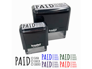 Paid Details Cash Check Credit Invoice Self-Inking Rubber Stamp Ink Stamper for Business Office