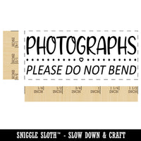 Photographs Please Do Not Bend Dots & Heart Detail Self-Inking Rubber Stamp Ink Stamper for Business Office