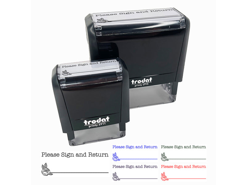 Please Sign and Return Rose Signature Line Self-Inking Rubber Stamp Ink Stamper for Business Office