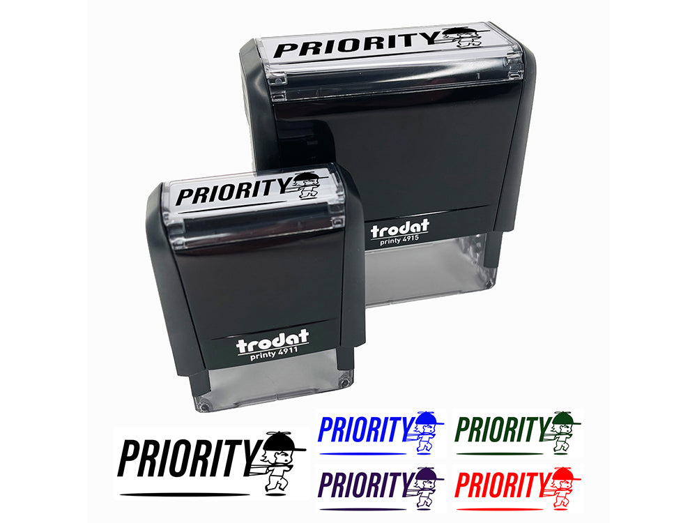 Priority Mail Service Expedited Running Person Self-Inking Rubber Stamp Ink Stamper for Business Office