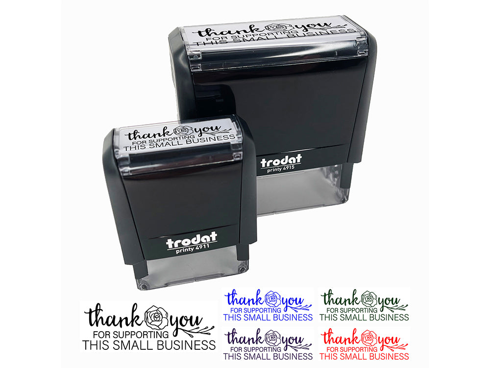 Thank You for Supporting This Small Business Rose Self-Inking Rubber Stamp Ink Stamper for Business Office