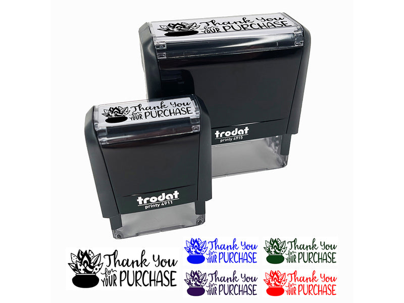 Thank You for Your Purchase Potted Succulent Self-Inking Rubber Stamp Ink Stamper for Business Office
