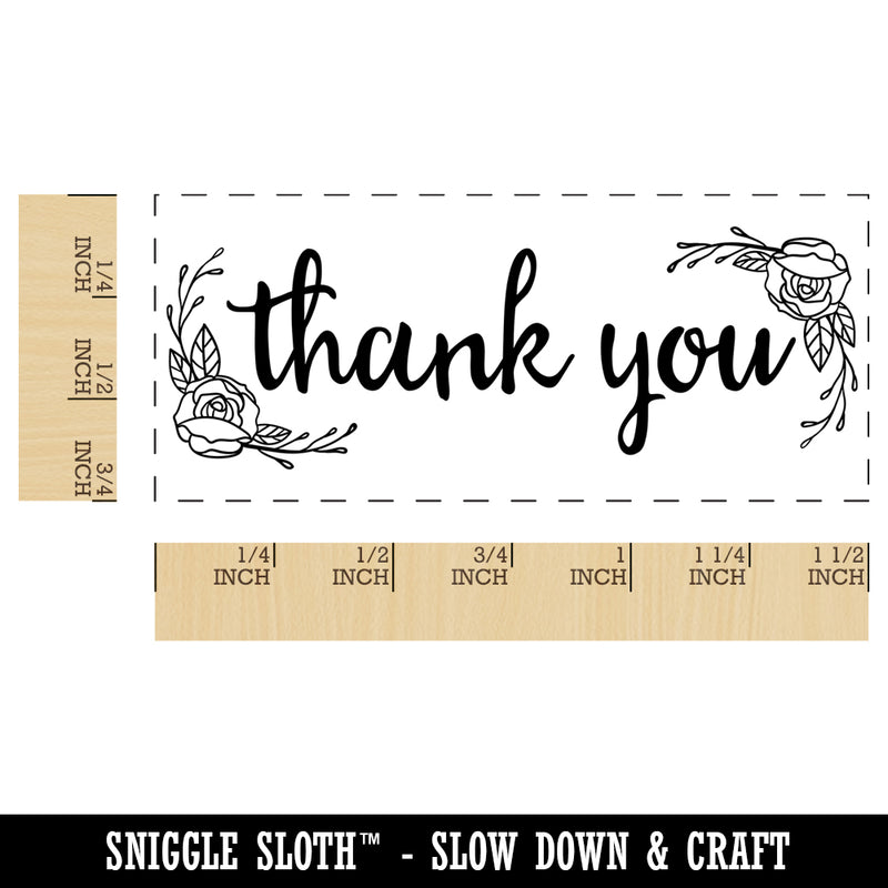Thank You Rose Details Self-Inking Rubber Stamp Ink Stamper for Business Office