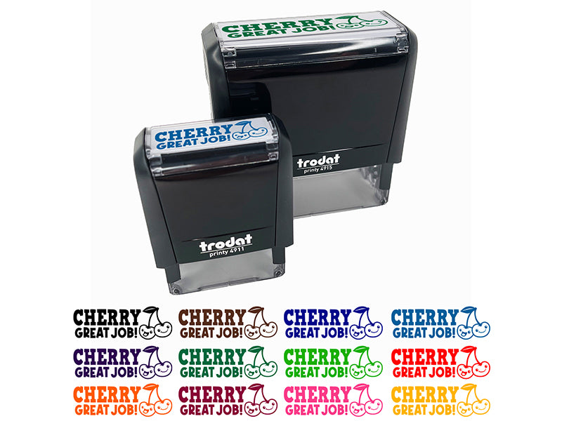 Cherry Very Great Job Cherries Teacher Student School Self-Inking Rubber Stamp Ink Stamper