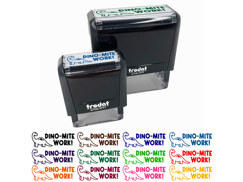 Dino-Mite Dynamite Great Work Teacher Student School Self-Inking Rubber Stamp Ink Stamper