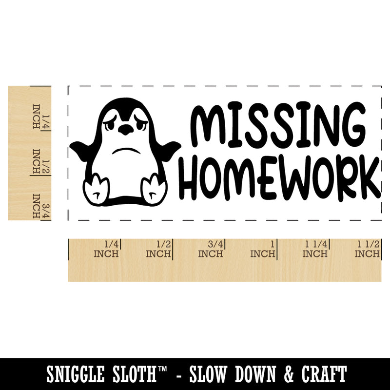 Missing Homework Penguin Teacher Student School Self-Inking Rubber Stamp Ink Stamper