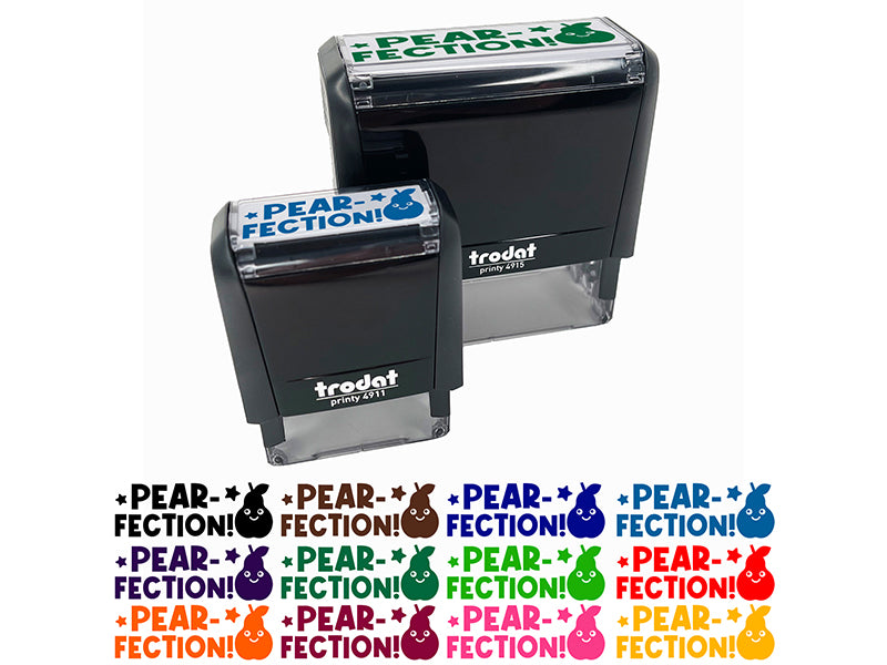 Pear-Fection Perfection Teacher Student School Self-Inking Rubber Stamp Ink Stamper
