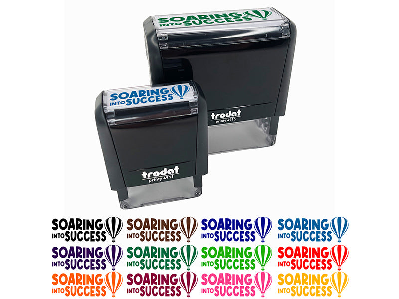 Soaring Into Success Hot Air Balloon School Self-Inking Rubber Stamp Ink Stamper