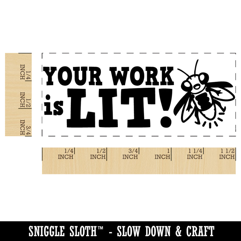 Your Work is Lit Firefly Teacher Student School Self-Inking Rubber Stamp Ink Stamper