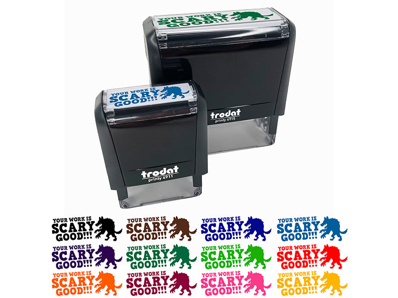 Your Work is Scary Good Monster Teacher Student School Self-Inking Rubber Stamp Ink Stamper